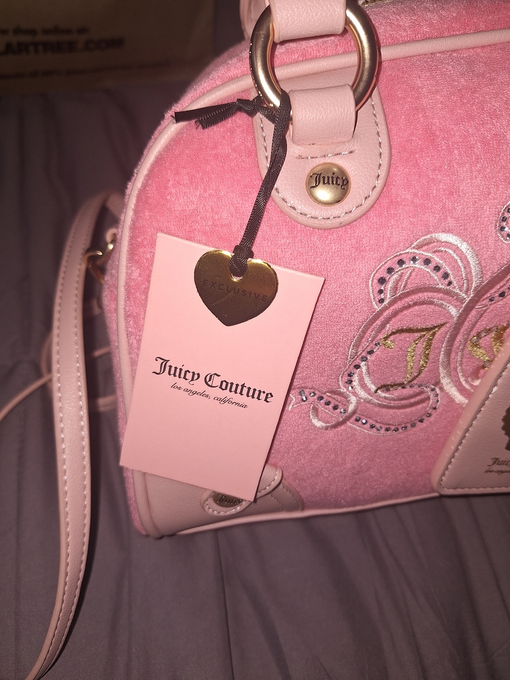 EXCLUSIVE Juicy Couture Pink Suede Dome Satchel with Gold Charm - Picture 2 of 9
